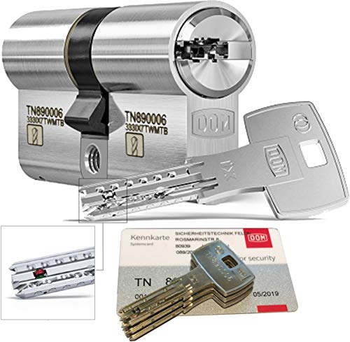 DOM iX Twido 333iX7TWMTB Modular-Doppelzylinder mit 3 Schlüssel, Länge (a/b) 35/35mm (c= 70mm), mit Sicherungskarte, mit Not- u. Gefahrenfunktion und erhöhtem Bohrschutz von Sicherheitstechnik-Feldmann-Shop