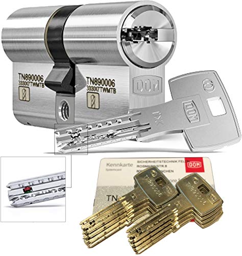DOM iX Twido 333iX7TWMTB Modular-Doppelzylinder mit 8 Schlüssel, Länge (a/b) 30/35mm (c= 65mm), mit Sicherungskarte, mit Not- u. Gefahrenfunktion und erhöhtem Bohrschutz von Sicherheitstechnik-Feldmann-Shop