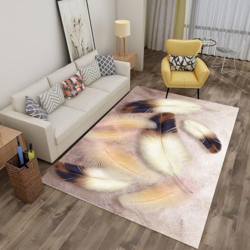 Siebe Carpet 120X180Cm Weiße Federn Moderne Flauschige Teppich,Schlafzimmer Wohnzimmer,rutschfeste Teppiche,Waschbarer,Groß Weiche Teppich,Teppich Schlafzimmer von Siebe