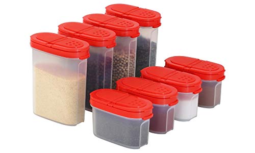 SIGNORA WARE Signoraware Premium Gewürzboxen Aufbewahrungsboxen für Gewürze in groß und klein mit praktischen Streuer aus BPA-Freiem Plastik luftdichtes Vorratsdosen Set für die Küche - 8er Pack von SIGNORA WARE