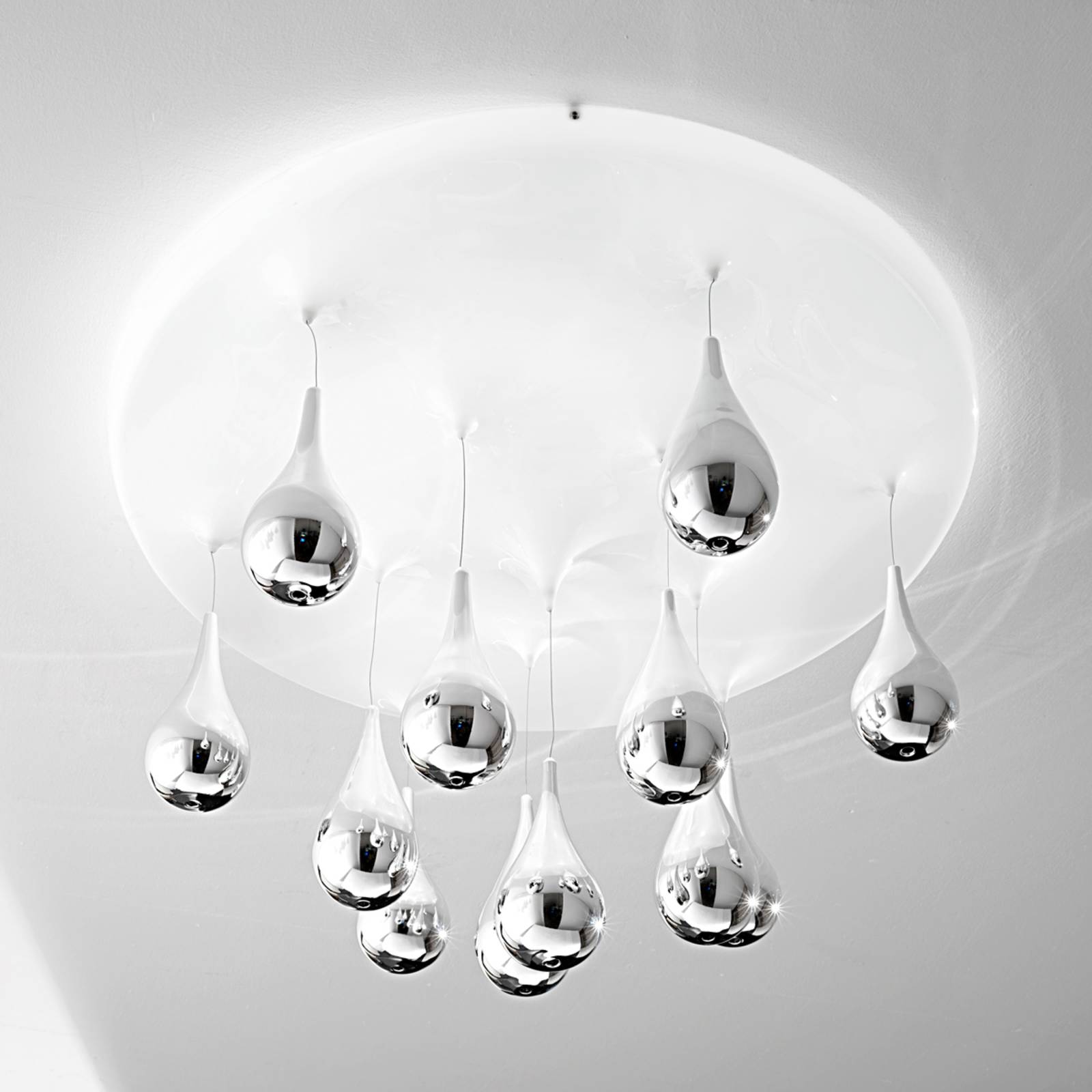 Deckenlampe Pioggia, weiß, chrom, Ø 70 cm H 35 cm von Sil-Lux