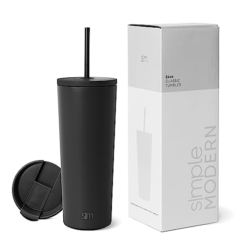 Simple Modern Insulated Tumbler Cup with Straw Lid and Flip Lid | Reusable Stainless Steel Water Bottle for Cold Brew Tea Iced Coffee Travel Mug | Classic Collection | 710ml von Simple Modern