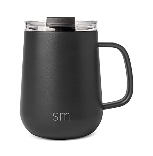 SIMPLE MODERN Reise-Kaffeetasse mit Griff | Isolierter Edelstahl-Eiskaffeebecher Teetasse | Geschenke für Frauen und Männer | Voyager Sammlung | 350ml | Midnight Black von Simple Modern