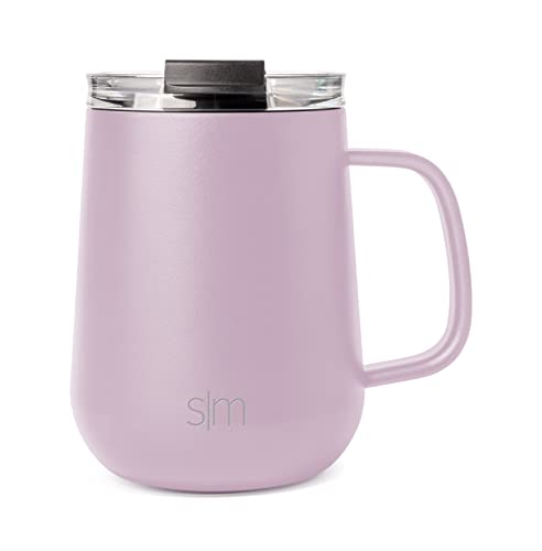 SIMPLE MODERN Reise-Kaffeetasse mit Griff | Isolierter Edelstahl-Eiskaffeebecher Teetasse | Geschenke für Frauen und Männer | Voyager Sammlung | 350ml | Lavender Mist von Simple Modern