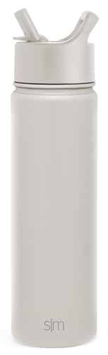 SIMPLE MODERN Wasserflasche mit Trinkhalm | Isolierte Edelstahl-Thermoskanne für den Sport Fitnessstudio | Summit Sammlung | 650ml | Almond Birch von Simple Modern