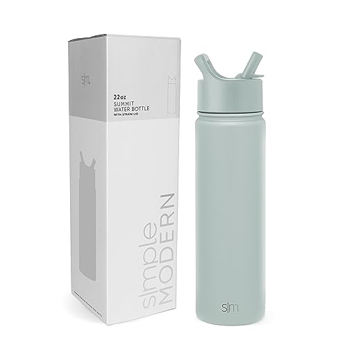 SIMPLE MODERN Wasserflasche mit Trinkhalm | Isolierte Edelstahl-Thermoskanne für den Sport Fitnessstudio | Summit Sammlung | 650ml | Sea Glass Sage von Simple Modern