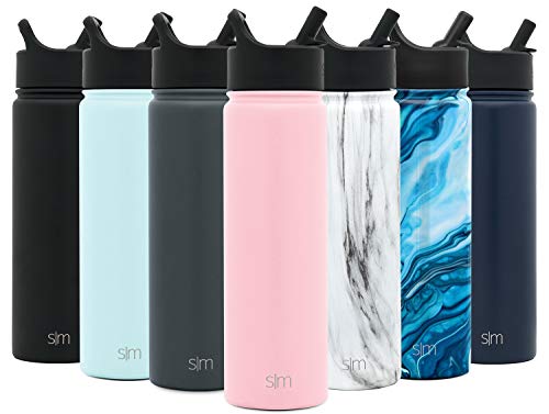SIMPLE MODERN Wasserflasche mit Trinkhalm | Isolierte Edelstahl-Thermoskanne für den Sport Fitnessstudio | Summit Sammlung | 650ml | Blush von Simple Modern