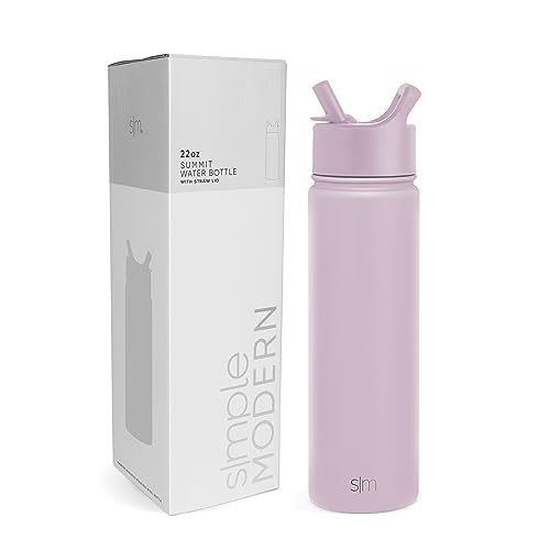 SIMPLE MODERN Wasserflasche mit Trinkhalm | Isolierte Edelstahl-Thermoskanne für den Sport Fitnessstudio | Summit Sammlung | 650ml | Lavender Mist von Simple Modern
