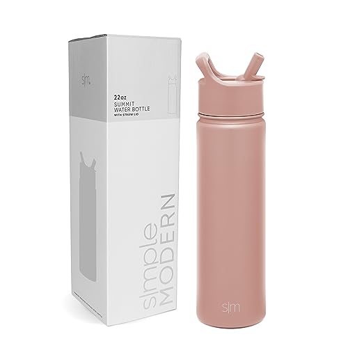 SIMPLE MODERN Wasserflasche mit Trinkhalm | Isolierte Edelstahl-Thermoskanne für den Sport Fitnessstudio | Summit Sammlung | 650ml | Mauve Me von Simple Modern