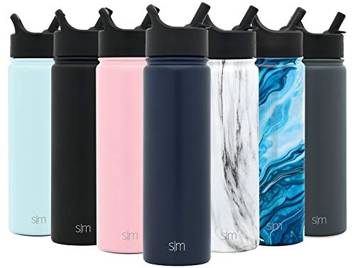 SIMPLE MODERN Wasserflasche mit Trinkhalm | Isolierte Edelstahl-Thermoskanne für den Sport Fitnessstudio | Summit Sammlung | 650ml | Deep Ocean von Simple Modern