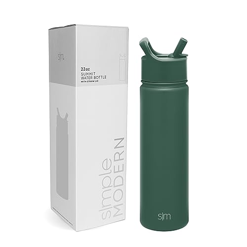 SIMPLE MODERN Wasserflasche mit Trinkhalm | Isolierte Edelstahl-Thermoskanne für den Sport Fitnessstudio | Summit Sammlung | 650ml | Forest von Simple Modern