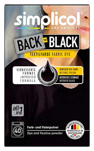 simplicol Farberneuerung Back-to-Black, Schwarz: Farbauffrischung und -Erneuerung in der Waschmaschine, Hautfreundlich, All-in-1, komplette DIY Färbemischung mit Textilfarbe für Stoffe von simplicol