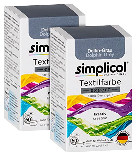 simplicol Textilfarbe expert Delfin-Grau 1717, 2er Pack: Farbe für kreatives, einfaches Färben in der Waschmaschine oder manuell von simplicol