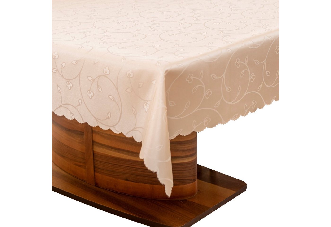 Simurq Tischdecke Abwaschbar - Lotuseffekt, Wasserabweisend & Pflegeleicht Tischdecken (Tischdecke weiß Grau Beige Tischdecke Rund - Tischtuch Table Cloth) von Simurq