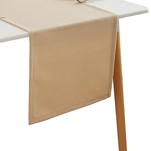 Simurq Tischläufer Leinenoptik - Lotuseffekt | Wasserabweisende & Abwaschbare tischläufer modern | Pflegeleicht & fleckenabweisend Läufer| tischläufer beige - Table Runner (Farbe: Beige, 40x180 cm) von Simurq