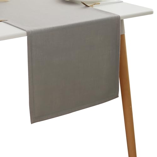 Simurq Tischläufer Leinenoptik -Lotuseffekt | Wasserabweisende & Abwaschbare tischläufer modern |Pflegeleicht & fleckenabweisend | tischläufer grau -Table Runner Tischband (Farbe: Hellgrau, 40x180 cm) von Simurq