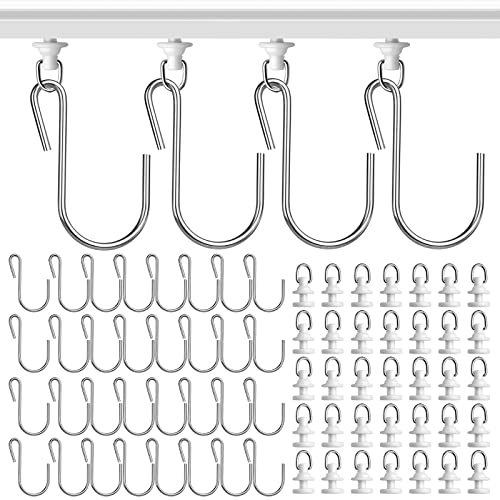 80 Stücke ösengleiter für Gardinenschiene Vorhanghaken für Schienen Haken Duschvorhang Rollen duschvorhangschiene mit 40 Haken und 40 Gleitende für Vorhänge und Gardinenstangen von Sinofort
