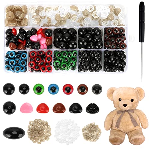 Sinofort 400 Stück Sicherheitsaugen für Häkeltiere 10-14mm Amigurumi Augen 6 Farben Puppenaugen Sicherheitsaugen Augen für Häkeltiere Puppe Plüschtier und Teddybär von Sinofort