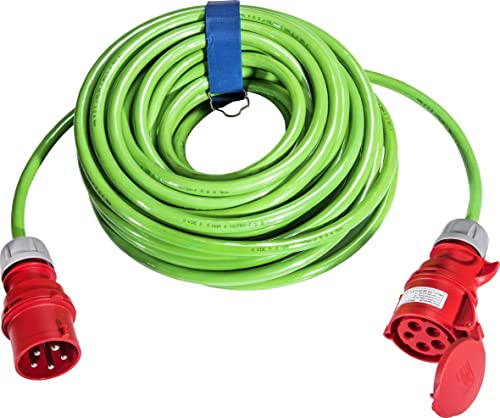 SIROX® CEE-Verlängerung, 32 A, H07BQ-F Leitungsfarbe grün, Länge 25 m, Phasenwender ja von Sirox