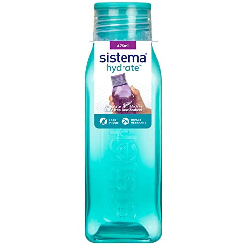 Sistema Retro Trinkflasche Viereckige | 475 ml | auslaufsichere Wasserflasche | BPA-Frei | gemischte Farben, Sortiert von Sistema