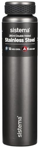Sistema Hydrate Trinkflasche aus Edelstahl | 280 ml | BPA-frei | Trinkflasche mit doppelwandiger Vakuumisolierung | hält Flüssigkeiten warm & kühl | farblich sortiert von Sistema