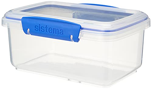 Sistema KLIP IT Lebensmittelbehälter, 1 l, transparent mit blauen Clips von Sistema