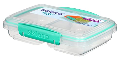 Sistema Kleiner Split TO GO Aufbewahrungsbehälter für Lebensmittel | 350 ml | Lunchbox mit Fächern | BPA-frei | von Sistema