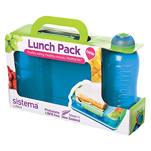 Sistema Lunch Snack Attack Duo und Twist 'N' Sip Flasche, 330 ml - farblich sortiert von Sistema