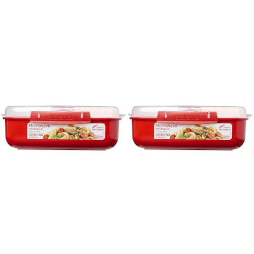 Sistema Mikrowellen-Box, Plastik, Rot, 1.25 L (Packung mit 2) von Sistema