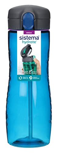 Sistema Hydrate Quick Flip Wasserflasche | 800 ml | BPA-freie Wasserflasche mit Trinkhalm | farblich sortiert von Sistema