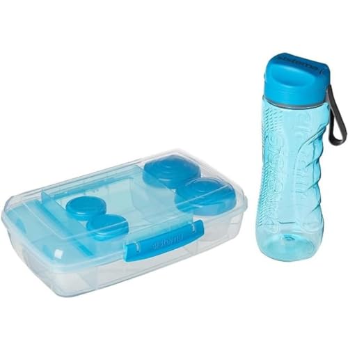 Sistema TO GO Set aus Brotdose mit Fächern und Wasserflasche | mit 1,76 L Bento Box Lunchbox, 800 ml auslaufsicherer Wasserflasche, 2 Dressingbehältern und 2 Joghurtbehältern | BPA-frei | 6 Stück von Sistema