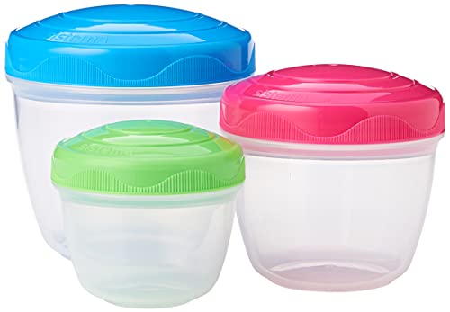 Sistema TO GO Snack 'n' Nest Frischhaltedosen Set, 150 ml, 305 ml, 520 ml, kleine ineinander stapelbare Vorratsdosen, BPA-frei, Gemischte Farben, 3 Stück von Sistema