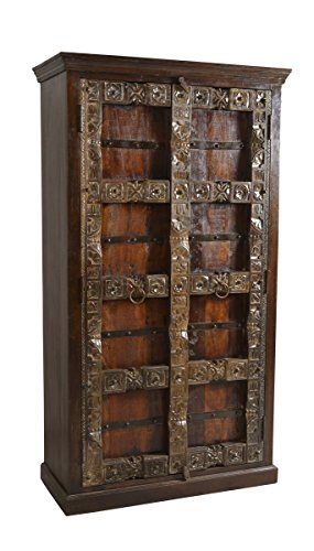SIT-Möbel Almirah 5164-30 kolonialer Schrank, zwei Türen, recyceltes Holz, Metallapplikationen, 100x45x180 cm von SIT-Möbel