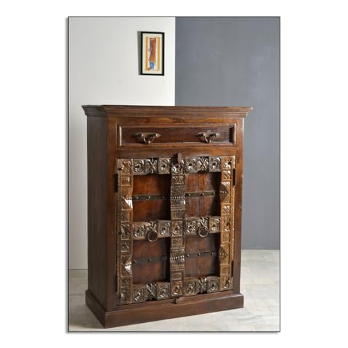 SIT-Möbel Almirah 5169-30 koloniale Hochkommode, zwei Türen & 1 Schublade, recyceltes Holz, 90x45x120 cm von SIT-Möbel