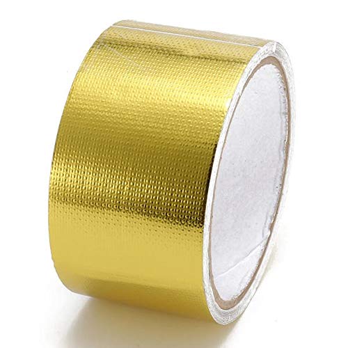Reflektierendes Klebeband aus Aluminiumfolie, 500 Grad, goldfarben, 5,1 cm x 5 m, Wärmeschutz, Isolierband – Gold von Sitrda