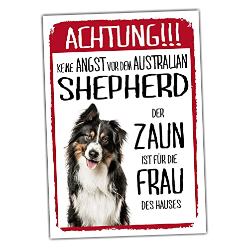 Australian Shepherd Schild Achtung Zaun Frau Spruch Türschild Hundeschild Warnschild Fun von siviwonder