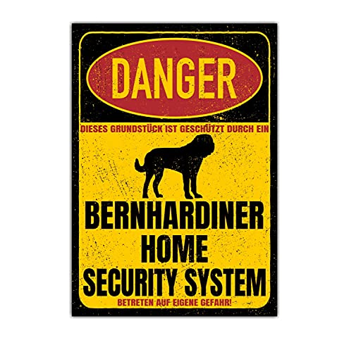 Bernhardiner Dog Schild Danger Security System Türschild Hundeschild Warnschild von siviwonder