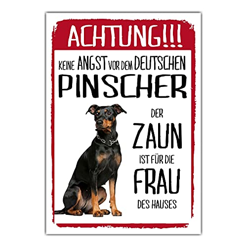 Deutscher Pinscher Dog Schild Achtung Zaun Frau Spruch Türschild Hundeschild Warnschild Fun von siviwonder
