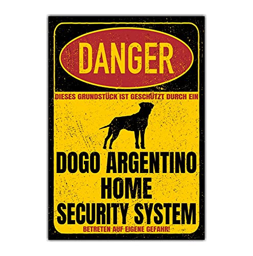Dogo Argentino Dogge Dog Schild Danger Security System Türschild Hundeschild Warnschild von siviwonder