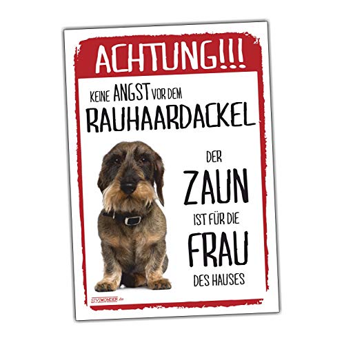 Rauhaardackel Dackel Schild Achtung Zaun Frau Spruch Türschild Warnschild Fun cool Design Hundeschild von siviwonder