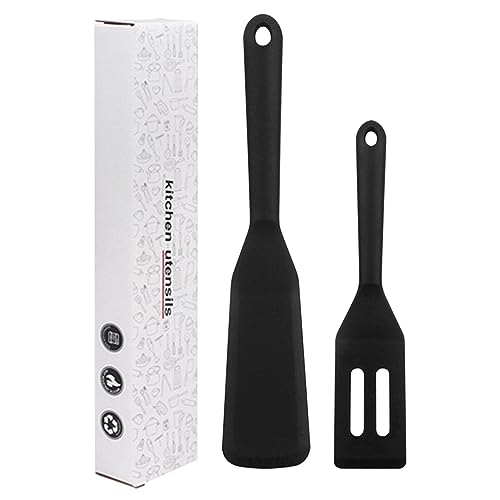 2 Stk Pfannenwender,Silikonspachtel,Spatula Silicone, Antihaftbeschichtet, Leicht Zu Reinigen, Langer Griff, für Kochen Fisch, Pfannkuchen, Eier von Sivono