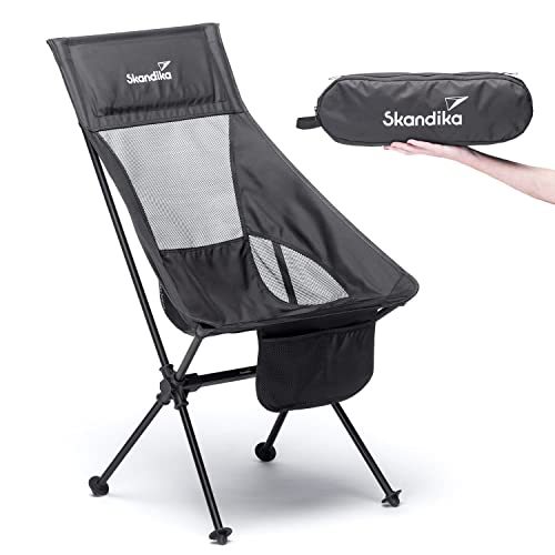 Skandika Campingstuhl Compact bis 150 kg belastbar | Camping Stuhl, Anglerstuhl, klein, faltbar, kleines Packmaß, klappbar, stabil, leicht, bequem gepolstert | Faltstuhl, Klappstuhl (schwarz) von Skandika