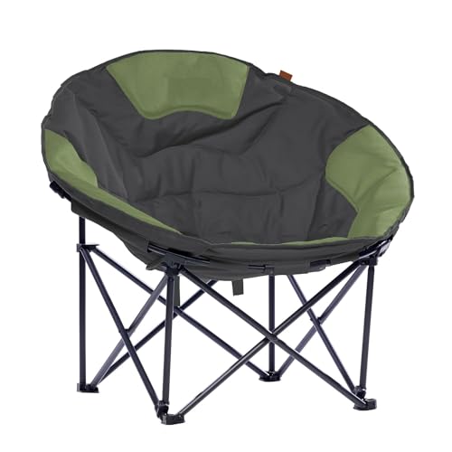 Skandika Moonchair XXL | Großer, bequemer Campingstuhl, Camping Sessel rund, Mondsessel, gepolstert, klappbar, Tragegriff und Tragetasche, Anti-Rutsch-Füße, sehr robust | max. 150 kg (grau/grün) von Skandika