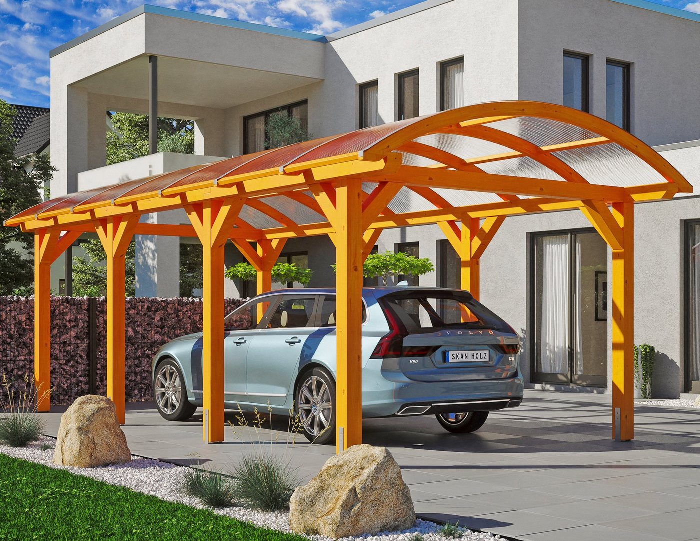 Skanholz Einzelcarport Franken, BxT: 376x755 cm, 220 cm Einfahrtshöhe von Skanholz