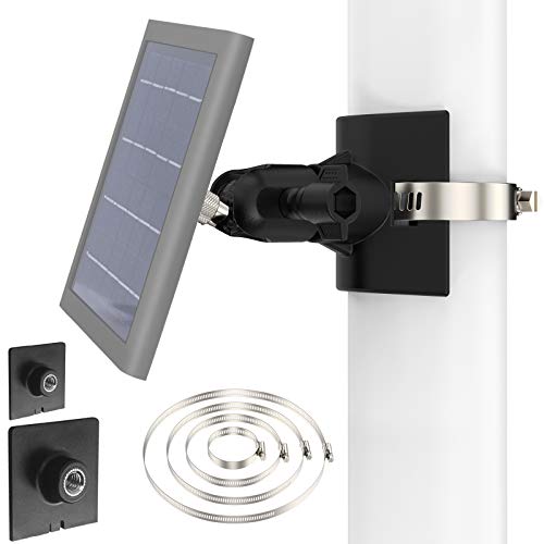 Wasserrohr Halterung für Ring Solar Panel/Super Solar Panel mit 4X Verstellbare Rohrschelle (Ø 1.9-7.8 Zoll) - Außen Solar Panel Holder Säule (1, Schwarz) von SkingHong