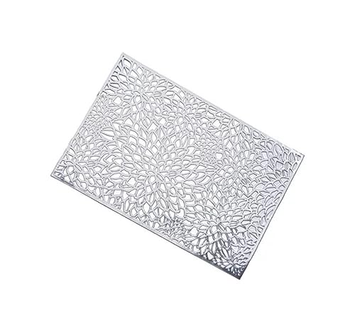 6 Stück Wärmedämmmatte Western Food Mat PVC Hollow Square Coffee Pad Tischset Felloptik (Silver, One Size) von SkotO