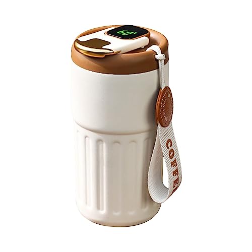 Kaffee-Thermoskannen mit Temperaturanzeige, 316-Edelstahl-Innenfutter mit PP-Deckel und Silikondichtung, sicherer und auslaufsicherer Deckel, der Verschütten oder Auslaufen verhindert, 450 (C, A) von SkotO
