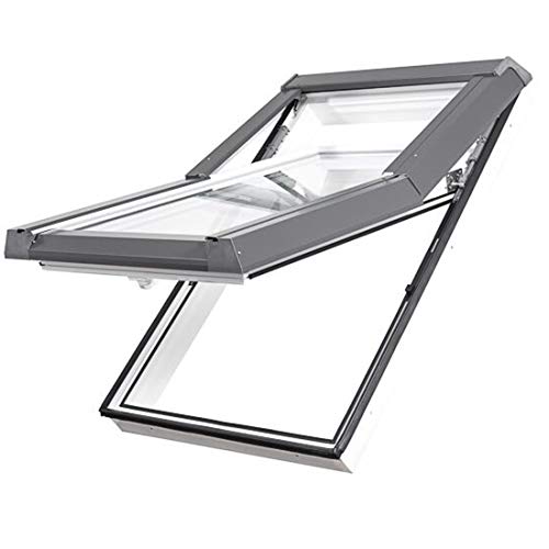 Kunststoff Dachfenster 55x118 cm - Günstig! Blitzversand! - Hoch-Schwingfenster SKYLIGHT PVC mit 2-fach Verglasung und Eindeckrahmen für Ziegel !! von Skylight Premium