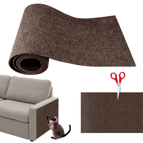 Sleeleece Selbstklebende Kratzmatte,DIY Trimmbarer Teppich Matte,Cat Scratching Mat,Kratzbrett Katzen,Katzen Kratzwand,Katzenkratzbretter für Schützt Teppiche Sofa Möbelschutz(Braun,M) von Sleeleece