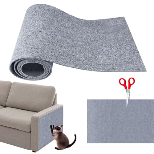 Sleeleece Selbstklebende Kratzmatte,DIY Trimmbarer Teppich Matte,Cat Scratching Mat,Kratzbrett Katzen,Katzen Kratzwand,Katzenkratzbretter für Schützt Teppiche Sofa Möbelschutz(Grau,L) von Sleeleece